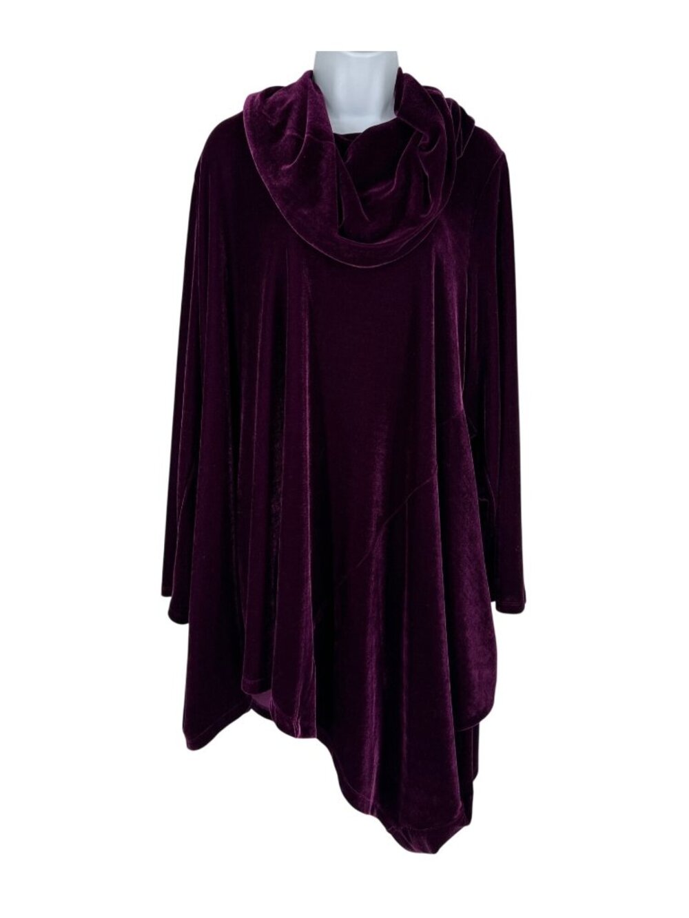 Soft Surroundings Velvet Cowl Neck Asymmetrical Tunic Top Purple Size 2X